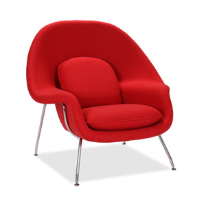 Homeroots 39" Red And Silver Wool Lounge Chair With Ottoman   520550