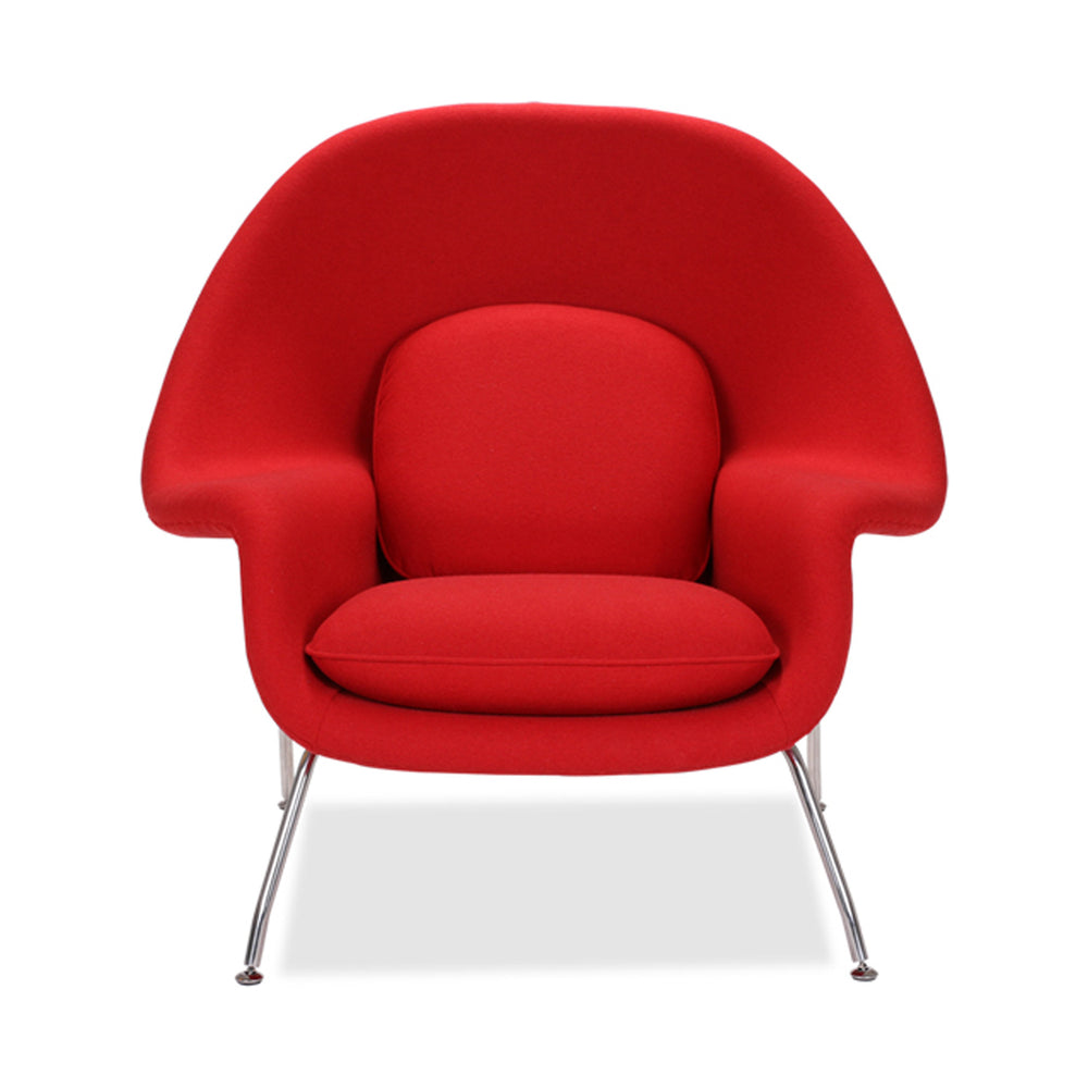 Homeroots 39" Red And Silver Wool Lounge Chair With Ottoman   520550