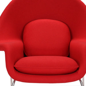 Homeroots 39" Red And Silver Wool Lounge Chair With Ottoman   520550