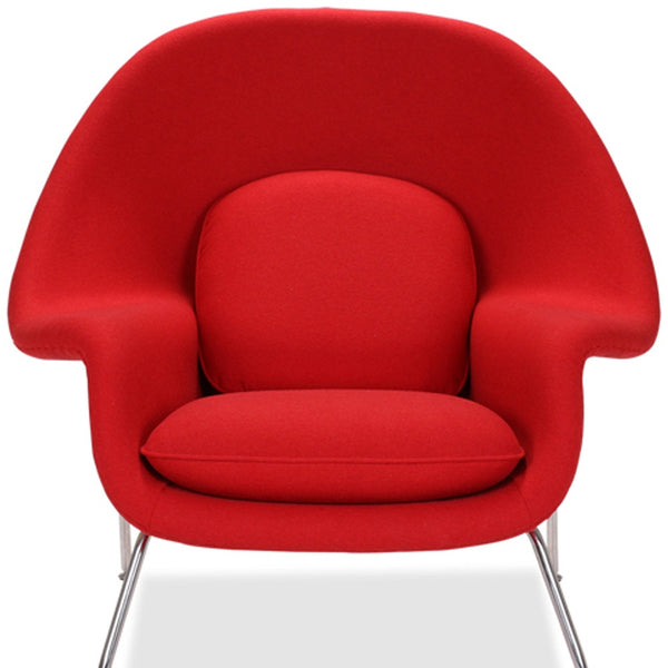 Homeroots 39" Red And Silver Wool Lounge Chair With Ottoman   520550