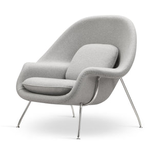 Homeroots 39" Light Gray And Silver Wool Lounge Chair With Ottoman   520551