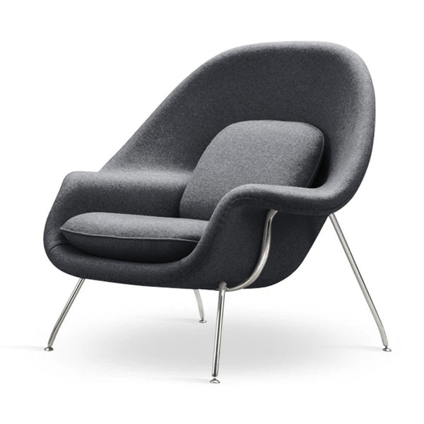 Homeroots 39" Dark Gray And Silver Wool Lounge Chair With Ottoman   520552