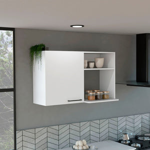 HomeRoots 39" Modern Wall-Mounted White China Cabinet with Gloss Finish and Two Shelves for Organized Display 520575
