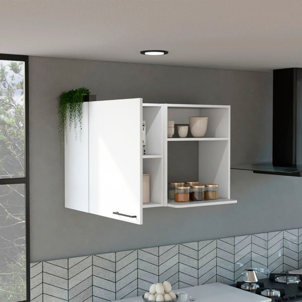 HomeRoots 39" Modern Wall-Mounted White China Cabinet with Gloss Finish and Two Shelves for Organized Display 520575