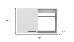 HomeRoots 39" Modern Wall-Mounted White China Cabinet with Gloss Finish and Two Shelves for Organized Display 520575