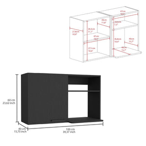 HomeRoots 39" Modern Black Laminate Wall-Mounted China Cabinet with Two Shelves for Stylish Storage Solutions 520576
