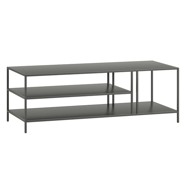 Homeroots 48" Gray Steel Coffee Table With Two Shelves   520581