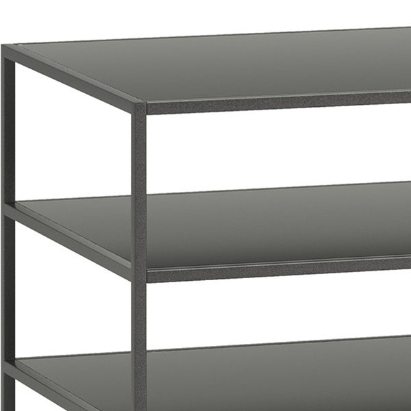 Homeroots 48" Gray Steel Coffee Table With Two Shelves   520581