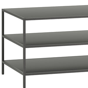 Homeroots 48" Gray Steel Coffee Table With Two Shelves   520581