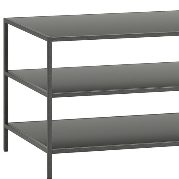 Homeroots 48" Gray Steel Coffee Table With Two Shelves   520581