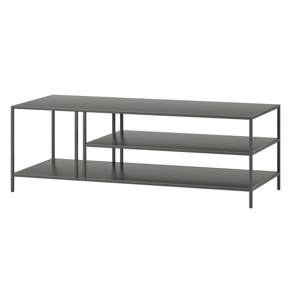 Homeroots 48" Gray Steel Coffee Table With Two Shelves   520581