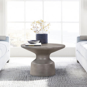 HomeRoots 24" Gray Concrete Round Coffee Table - Modern Minimalist Design for Chic Living Rooms & Lounges 520586