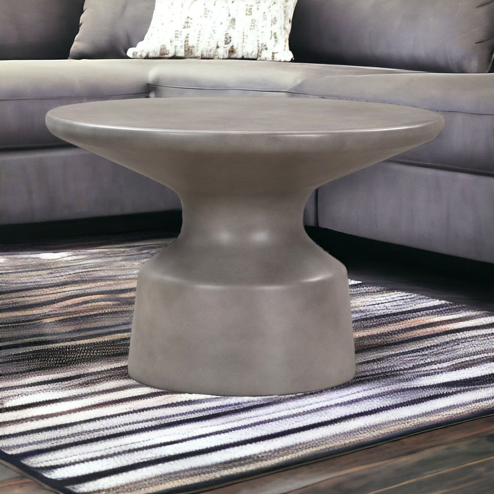 HomeRoots 24" Gray Concrete Round Coffee Table - Modern Minimalist Design for Chic Living Rooms & Lounges 520586