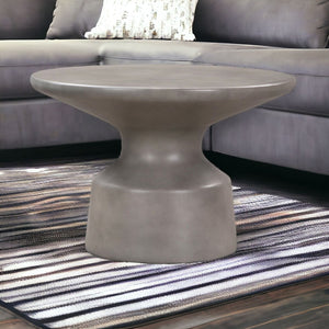 HomeRoots 24" Gray Concrete Round Coffee Table - Modern Minimalist Design for Chic Living Rooms & Lounges 520586