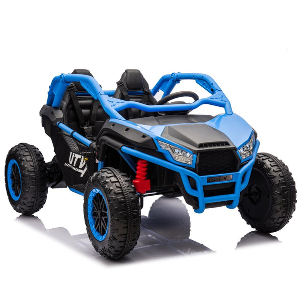 English Elm 24v Two Seater Kids Utv with Parental Remote Dual Motors Four Wheel Suspension Led Blue W1578P198432