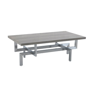Homeroots 51" Gray And Silver Stainless Steel Coffee Table   520590