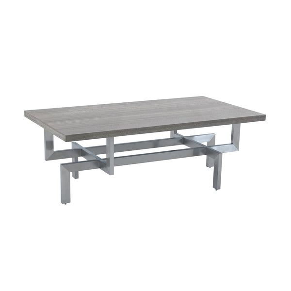 Homeroots 51" Gray And Silver Stainless Steel Coffee Table   520590