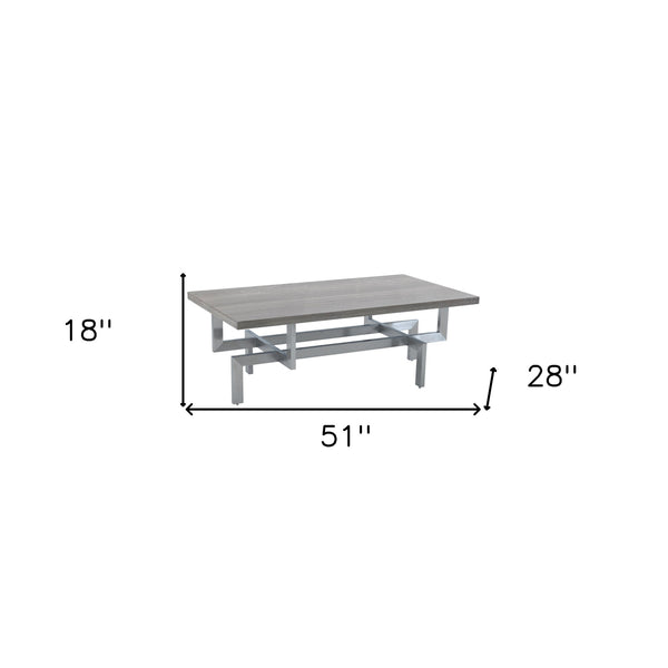 Homeroots 51" Gray And Silver Stainless Steel Coffee Table   520590