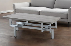 HomeRoots 51" Gray and Silver Stainless Steel Coffee Table - Modern Rectangular Design for Stylish Living Rooms 520590
