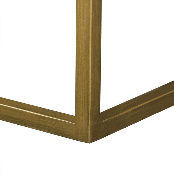 Homeroots 46" Brown And Brass Concrete And Brass Coffee Table With Shelf   520593