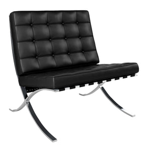 Homeroots 32" Black And Silver Italian Leather Tufted Lounge Chair   520597