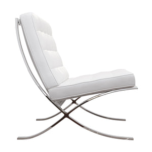 Homeroots 32" White And Silver Italian Leather Tufted Lounge Chair   520598