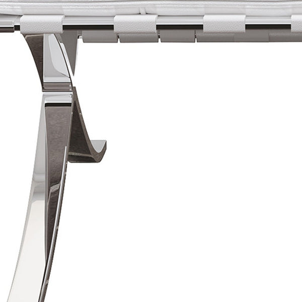 Homeroots 32" White And Silver Italian Leather Tufted Lounge Chair   520598