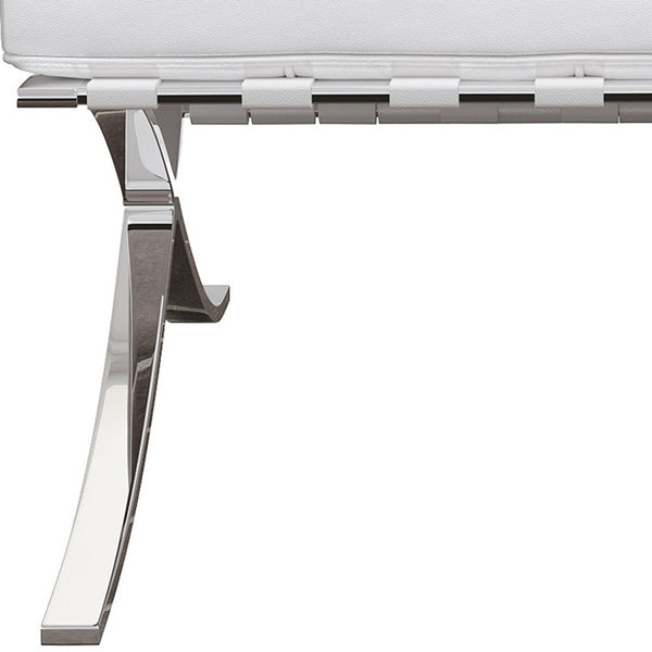 Homeroots 32" White And Silver Italian Leather Tufted Lounge Chair   520598