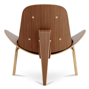 Homeroots 36" Black And Wood Brown Faux Leather Lounge Chair   520601