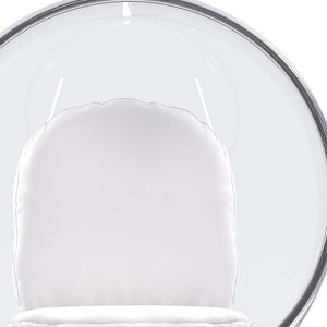 Homeroots 42" White And Silver Acrylic And Faux Leather Hanging Balloon Chair   520606