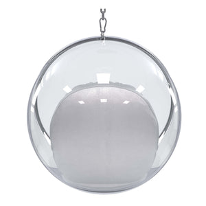 Homeroots 42" Silver And Clear Acrylic And Faux Leather Balloon Chair   520607