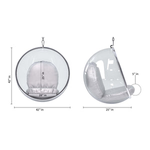 Homeroots 42" Silver And Clear Acrylic And Faux Leather Balloon Chair   520607