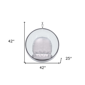 Homeroots 42" Silver And Clear Acrylic And Faux Leather Balloon Chair   520607