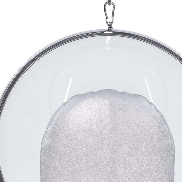 Homeroots 42" Silver And Clear Acrylic And Faux Leather Balloon Chair   520607