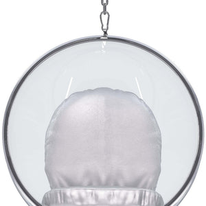 Homeroots 42" Silver And Clear Acrylic And Faux Leather Balloon Chair   520607