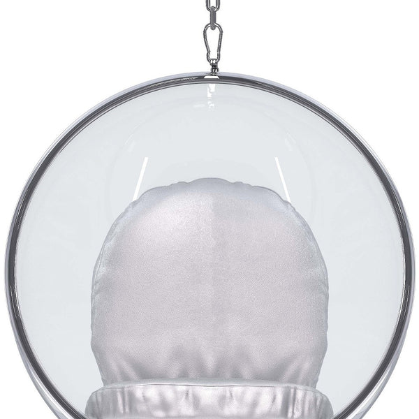 Homeroots 42" Silver And Clear Acrylic And Faux Leather Balloon Chair   520607