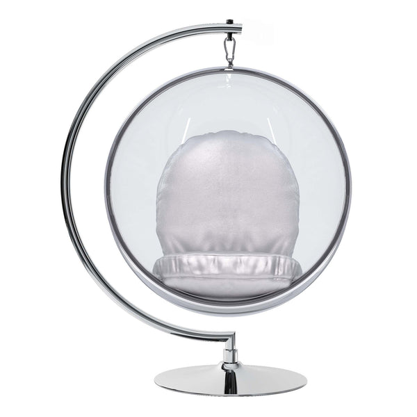 Homeroots 42" Silver And Clear Acrylic With Faux Leather Balloon Chair   520609