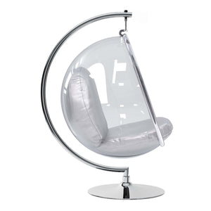 Homeroots 42" Silver And Clear Acrylic With Faux Leather Balloon Chair   520609