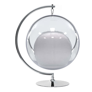 Homeroots 42" Silver And Clear Acrylic With Faux Leather Balloon Chair   520609