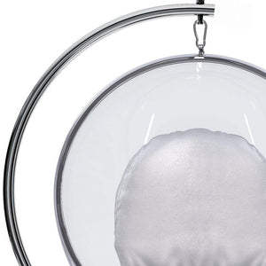 Homeroots 42" Silver And Clear Acrylic With Faux Leather Balloon Chair   520609