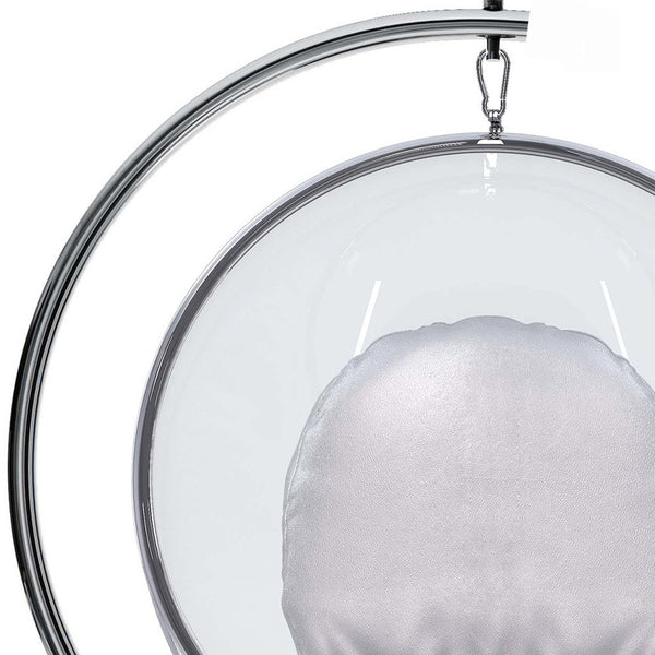 Homeroots 42" Silver And Clear Acrylic With Faux Leather Balloon Chair   520609