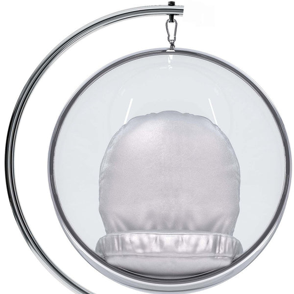 Homeroots 42" Silver And Clear Acrylic With Faux Leather Balloon Chair   520609