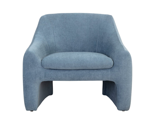 Sunpan NEVAEH Lounge Chair – Plush Mid-Century Elegance in French Blue “Danny Iceberg” Fabric 109586V