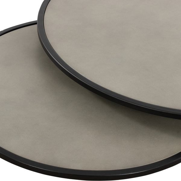 Homeroots Set Of Two 32" Gray And Black Concrete And Metal Round Nested Coffee Tables   520635