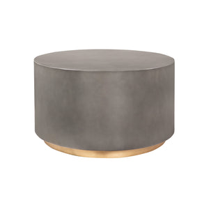 Homeroots 28" Gray And Brass Concrete And Brass Oval Coffee Table   520637
