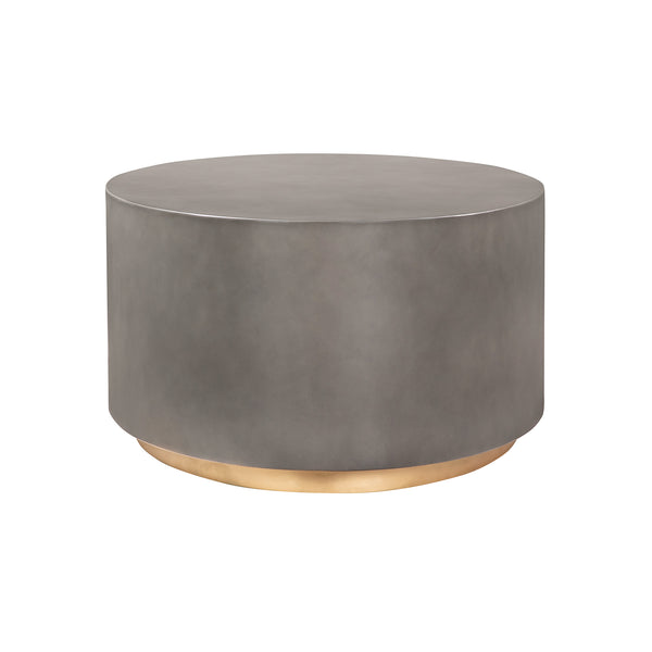 Homeroots 28" Gray And Brass Concrete And Brass Oval Coffee Table   520637