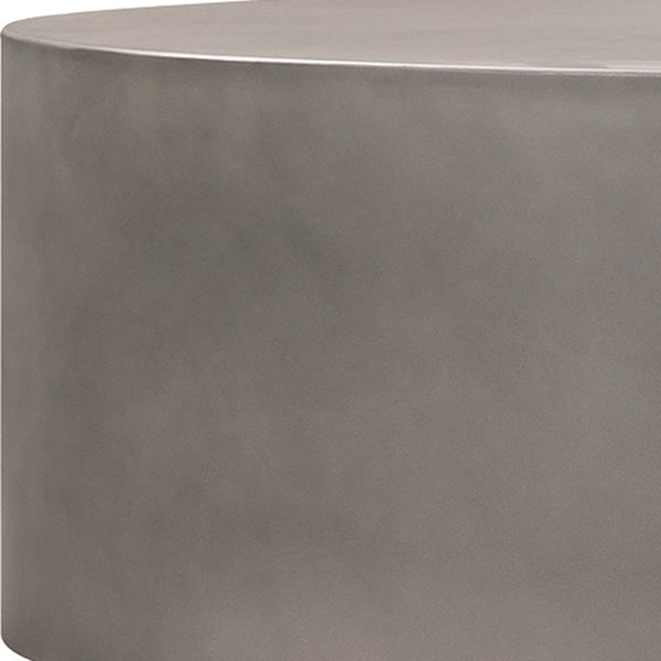 Homeroots 28" Gray And Brass Concrete And Brass Oval Coffee Table   520637