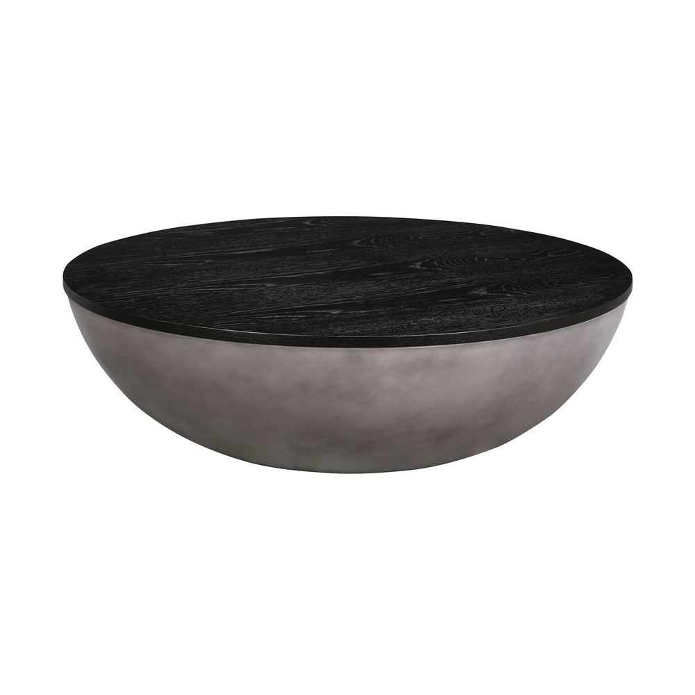 Homeroots 48" Black And Gray Solid Wood And Concrete Round Coffee Table   520638