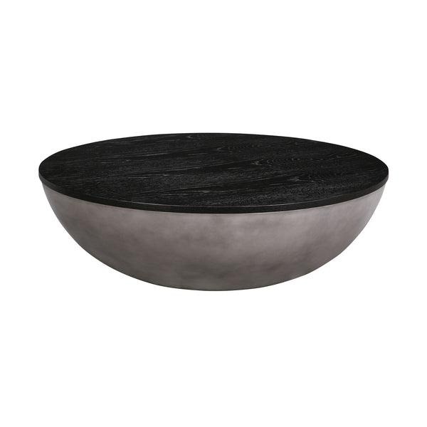 Homeroots 48" Black And Gray Solid Wood And Concrete Round Coffee Table   520638