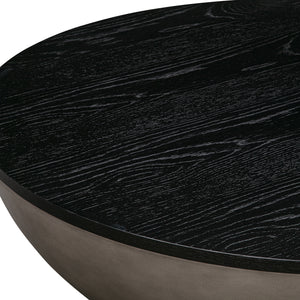 Homeroots 48" Black And Gray Solid Wood And Concrete Round Coffee Table   520638